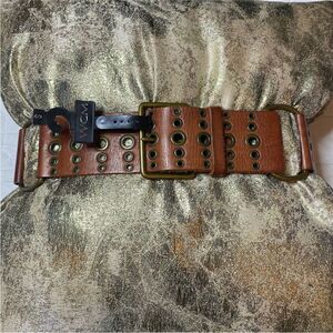 WCM Tan Leather Belt with Gold Details, S